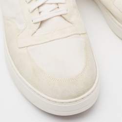 Loro Piana White Canvas and Suede Newport Low Top Sneakers Size 42