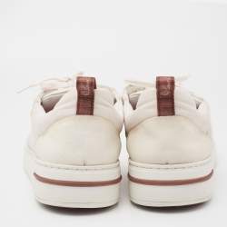 Loro Piana White Canvas and Suede Newport Low Top Sneakers Size 42