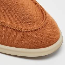 Pre Owned Loro Piana Brown Knit Fabric Open Walk Slip On Loafers Size 42.5