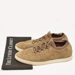 Pre Owned Loro Piana Green Nubuck Leather Soho Walk Slip On Sneakers Size 42