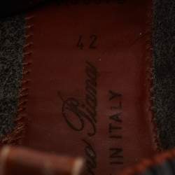 Pre Owned Loro Piana Grey Fabric and Leather 360 Flexy Walker Lace Up Sneakers Size 42