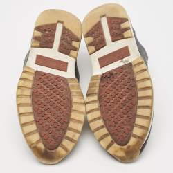 Pre Owned Loro Piana Grey Fabric and Leather 360 Flexy Walker Lace Up Sneakers Size 42