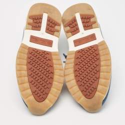 Pre Owned Loro Piana Navy Blue Knit Fabric 360 LP Flexy Walk Low Top Sneakers Size 42