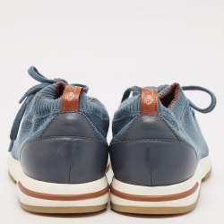 Pre Owned Loro Piana Navy Blue Knit Fabric 360 LP Flexy Walk Low Top Sneakers Size 42