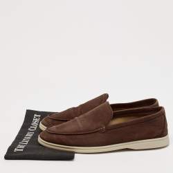 Pre Owned Loro Piana Brown Nubuck Leather Summer Walk Loafers Size 43