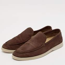 Pre Owned Loro Piana Brown Nubuck Leather Summer Walk Loafers Size 43