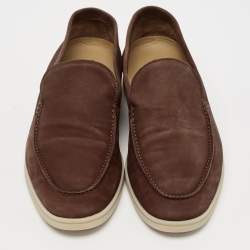 Pre Owned Loro Piana Brown Nubuck Leather Summer Walk Loafers Size 43