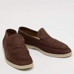 Pre Owned Loro Piana Brown Nubuck Leather Summer Walk Loafers Size 43