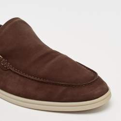 Pre Owned Loro Piana Brown Nubuck Leather Summer Walk Loafers Size 43