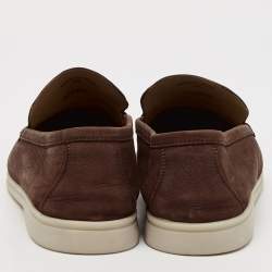 Pre Owned Loro Piana Brown Nubuck Leather Summer Walk Loafers Size 43