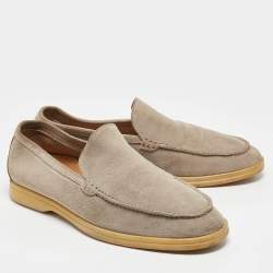 Loro Piana Grey Suede Summer Walk Slip On Loafers Size 42