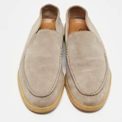 Loro Piana Grey Suede Summer Walk Slip On Loafers Size 42