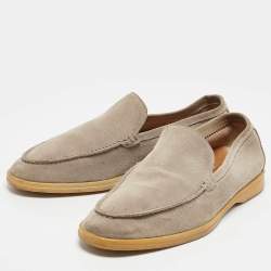 Loro Piana Grey Suede Summer Walk Slip On Loafers Size 42