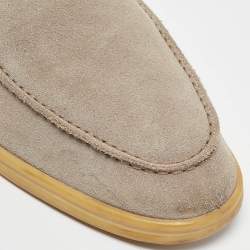 Loro Piana Grey Suede Summer Walk Slip On Loafers Size 42