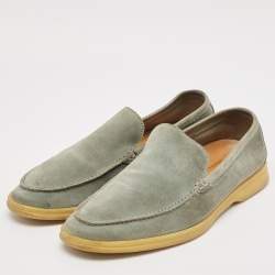 Pre Owned Loro Piana Grey Suede Summer Walk Slip On Loafers Size 42.5