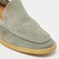 Pre Owned Loro Piana Grey Suede Summer Walk Slip On Loafers Size 42.5