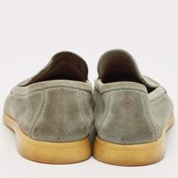 Pre Owned Loro Piana Grey Suede Summer Walk Slip On Loafers Size 42.5