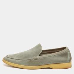 Pre Owned Loro Piana Grey Suede Summer Walk Slip On Loafers Size 42.5