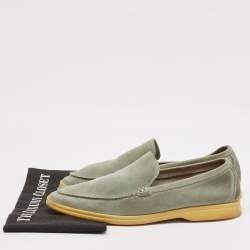 Pre Owned Loro Piana Grey Suede Summer Walk Slip On Loafers Size 42.5