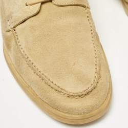 Pre Owned Loro Piana Yellow Suede Sailing Walk Loafers Size 42