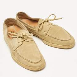 Pre Owned Loro Piana Yellow Suede Sailing Walk Loafers Size 42