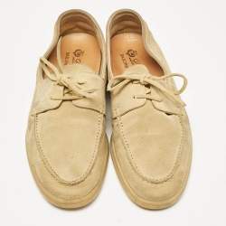 Pre Owned Loro Piana Yellow Suede Sailing Walk Loafers Size 42