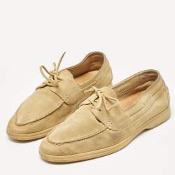 Pre Owned Loro Piana Yellow Suede Sailing Walk Loafers Size 42