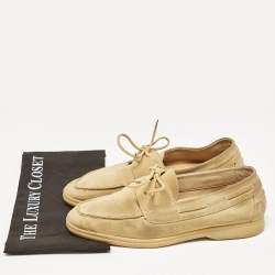 Pre Owned Loro Piana Yellow Suede Sailing Walk Loafers Size 42