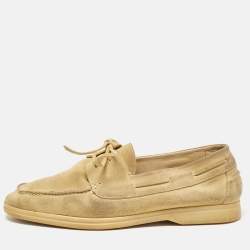 Pre Owned Loro Piana Yellow Suede Sailing Walk Loafers Size 42