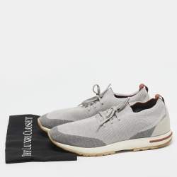 Loro Piana Grey Knit Fabric 360 LP Flexy Walk Slip On Sneakers Size 43