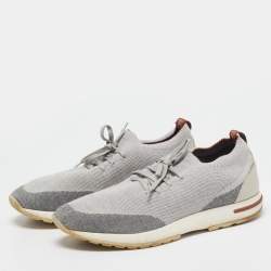 Loro Piana Grey Knit Fabric 360 LP Flexy Walk Slip On Sneakers Size 43
