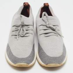 Loro Piana Grey Knit Fabric 360 LP Flexy Walk Slip On Sneakers Size 43