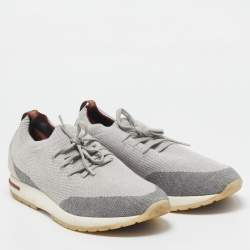 Loro Piana Grey Knit Fabric 360 LP Flexy Walk Slip On Sneakers Size 43