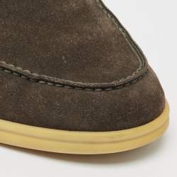مملوكة مسبقًا Loro Piana Brown Suede Open Walk Ankle Length Boots Size 44