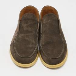 مملوكة مسبقًا Loro Piana Brown Suede Open Walk Ankle Length Boots Size 44