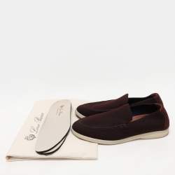 Loro Piana Brown Suede and Wool Summer Walk Slip On Sneakers Size 40.5