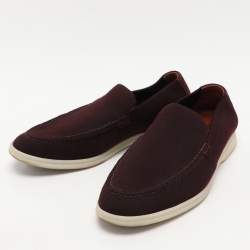 Loro Piana Brown Suede and Wool Summer Walk Slip On Sneakers Size 40.5