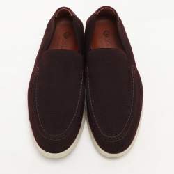 Loro Piana Brown Suede and Wool Summer Walk Slip On Sneakers Size 40.5