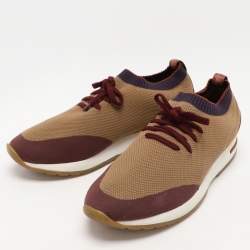 Loro Piana Multicolor Knit Fabric and Leather 360 Flexy Walker Low Top Sneakers Size 41