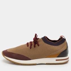 Loro Piana Multicolor Knit Fabric and Leather 360 Flexy Walker Low Top Sneakers Size 41