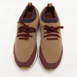 Loro Piana Multicolor Knit Fabric and Leather 360 Flexy Walker Low Top Sneakers Size 41
