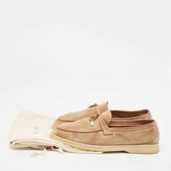 Pre Owned Loro Piana Beige Suede Summer Charms Walk Loafers Size 39.5