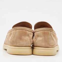 Pre Owned Loro Piana Beige Suede Summer Charms Walk Loafers Size 39.5