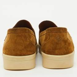 Pre Owned Loro Piana Brown Suede Ultimate Walk Slip On Penny Loafers Size 44.5
