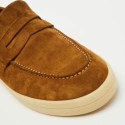 Pre Owned Loro Piana Brown Suede Ultimate Walk Slip On Penny Loafers Size 44.5