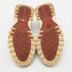 Pre Owned Loro Piana Navy Blue Knit Fabric and Neoprene Modular Walk Low Top Sneakers Size 40.5