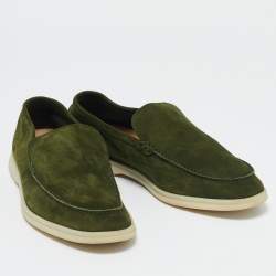 Pre Owned Loro Piana Green Suede Harrods Walk Slip On Loafers Size 43