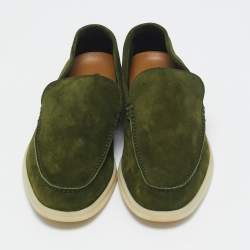 Pre Owned Loro Piana Green Suede Harrods Walk Slip On Loafers Size 43