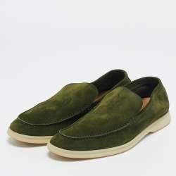 Pre Owned Loro Piana Green Suede Harrods Walk Slip On Loafers Size 43