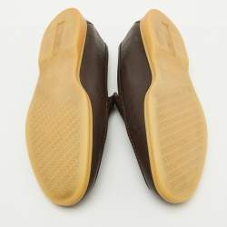 Pre Owned Loro Piana Brown Leather Summer Walk Slip On Loafers Size 44